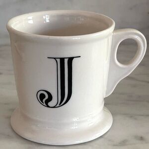 Anthropologie Monogram “J” Initial Shaving Coffee Mug, in separate listing T, I